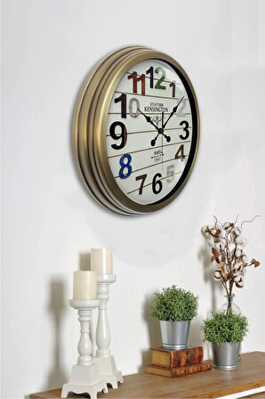 40 Cm Eskitme Metal Renkli Sayı Duvar Saati