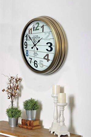 40 Cm Eskitme Metal Renkli Sayı Duvar Saati