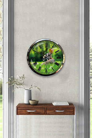 Hediyelik 40 Cm Krom Metal Tavşan Duvar Saati