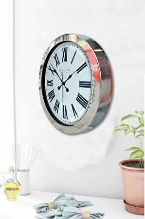 Hediyelik 36 Cm Krom Metal Antique Duvar Saati