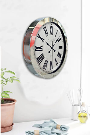 Hediyelik 36 Cm Krom Metal Antique Duvar Saati