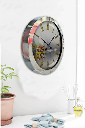 Hediyelik 36 Cm Krom Metal Alanya Duvar Saati