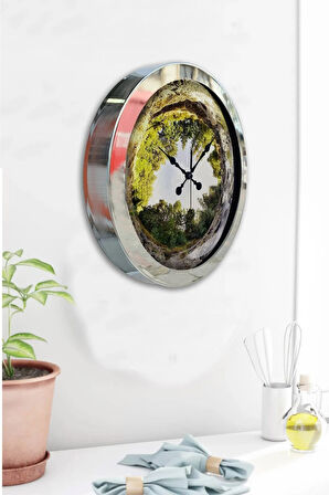 Hediyelik 36 Cm Krom Metal Ağaç Duvar Saati