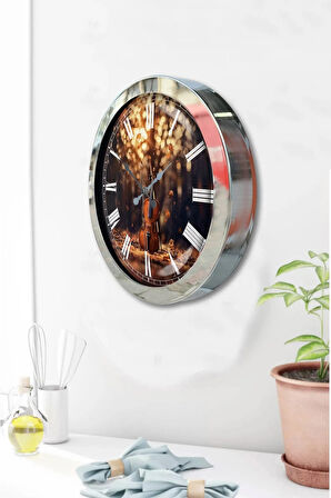 Hediyelik 36 Cm Krom Metal Çello Duvar Saati