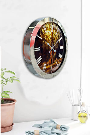 Hediyelik 36 Cm Krom Metal Çello Duvar Saati
