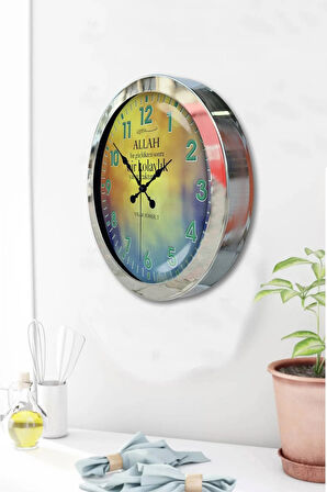 36 Cm Krom Metal Ayet Duman Duvar Saati