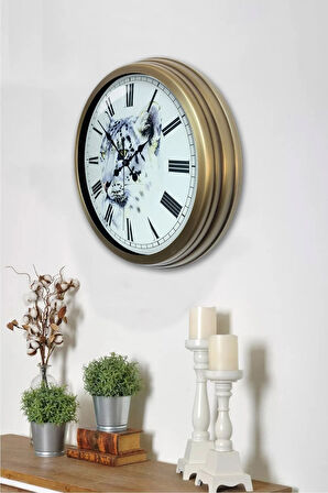 40 cm Eskitme Metal Kaplan Duvar Saati