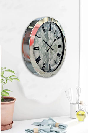 Hediyelik 36 Cm Krom Metal Decorative Duvar Saati