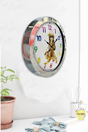 Hediyelik 36 Cm Krom Metal Çocuk Duvar Saati