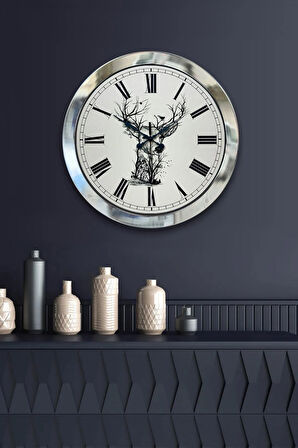 Hediyelik 36 Cm Krom Metal Çizim Duvar Saati