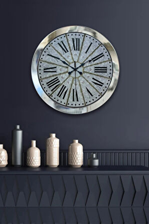 Hediyelik 36 Cm Krom Metal Dekoratif Duvar Saati