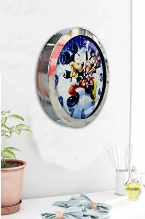 Hediyelik 36 Cm Krom Metal Çocuk Duvar Saati