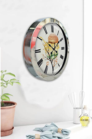 Hediyelik 36 Cm Krom Metal Doğal Duvar Saati