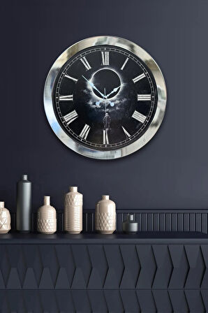 Hediyelik 36 Cm Krom Metal Dolunay Duvar Saati