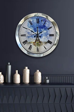 36 Cm Krom Metal Eyfel Kulesi Duvar Saati