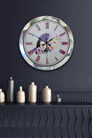 Hediyelik 36 Cm Krom Metal Güzellik Duvar Saati