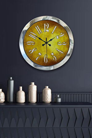 Hediyelik 36 Cm Krom Metal Golden Duvar Saati