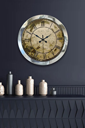 Hediyelik 36 Cm Krom Metal Eskitme Duvar Saati