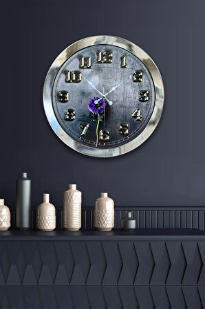 Hediyelik 36 Cm Krom Metal Iron Duvar Saati