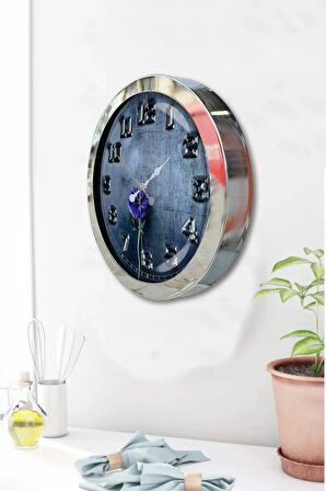 Hediyelik 36 Cm Krom Metal Iron Duvar Saati