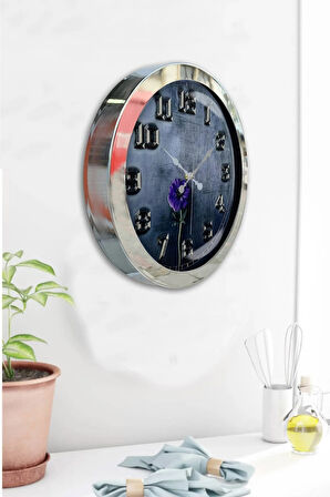 Hediyelik 36 Cm Krom Metal Iron Duvar Saati