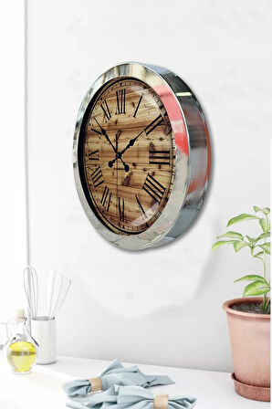 36 Cm Krom Metal Klasik Tasarım Duvar Saati