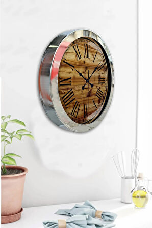 36 Cm Krom Metal Klasik Tasarım Duvar Saati