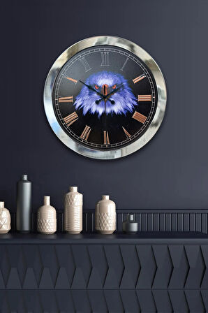Hediyelik 36 Cm Krom Metal Kartal Duvar Saati