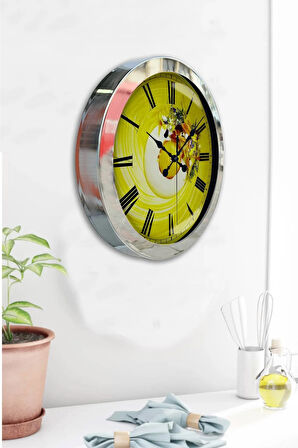 Hediyelik 36 Cm Krom Metal Kitchen Duvar Saati