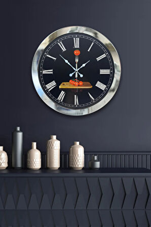 Hediyelik 36 Cm Krom Metal Kitchen Duvar Saati
