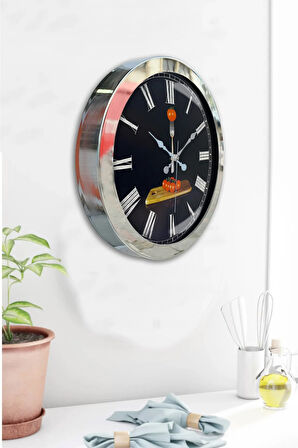 Hediyelik 36 Cm Krom Metal Kitchen Duvar Saati