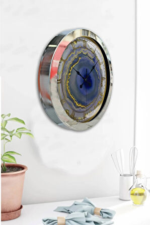 36 Cm Krom Metal Mermer Desenli Duvar Saati