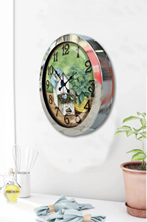 Hediyelik 36 Cm Krom Metal Masum Duvar Saati
