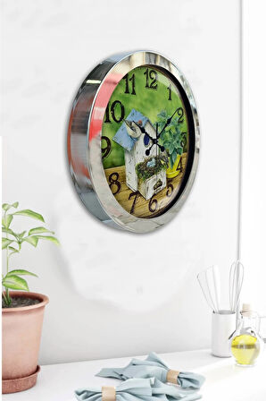 Hediyelik 36 Cm Krom Metal Masum Duvar Saati