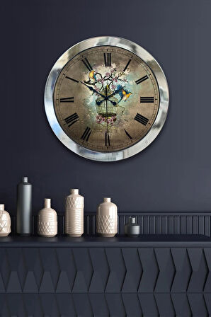 36 Cm Krom Metal Kuş Dekoratif Duvar Saati