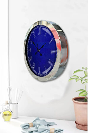 Hediyelik 36 Cm Krom Metal Mor Duvar Saati