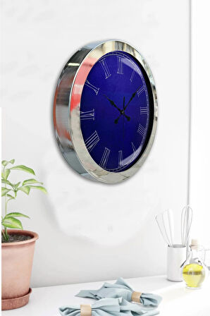 Hediyelik 36 Cm Krom Metal Mor Duvar Saati