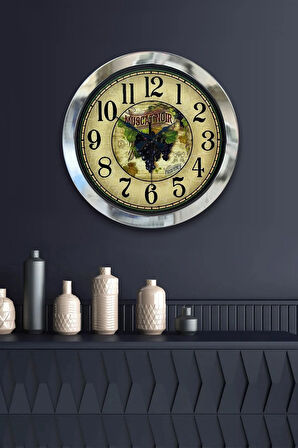 36 Cm Krom Metal Muscat Noir Duvar Saati