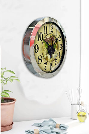 36 Cm Krom Metal Muscat Noir Duvar Saati