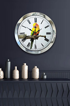 Hediyelik 36 Cm Krom Metal Kuş Duvar Saati