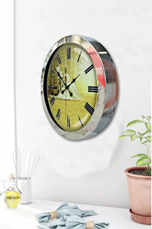 Hediyelik 36 Cm Krom Metal Prenses Duvar Saati