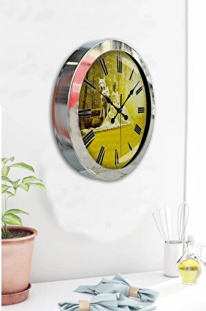 Hediyelik 36 Cm Krom Metal Prenses Duvar Saati