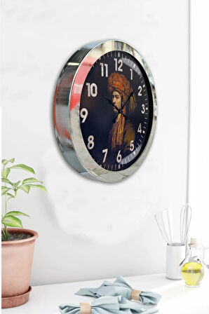 Hediyelik 36 Cm Krom Metal Osmanlı Duvar Saati