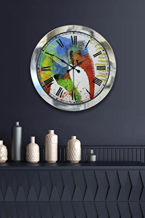 Hediyelik 36 Cm Krom Metal Rengarenk Duvar Saati