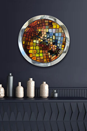 Hediyelik 36 Cm Krom Metal Rengarenk Duvar Saati