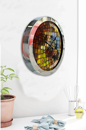 Hediyelik 36 Cm Krom Metal Rengarenk Duvar Saati