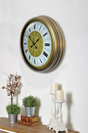 40 Cm Eskitme Metal Yellow Duvar Saati