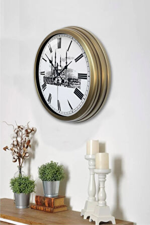Hediyelik 40 Cm Eskitme Metal Cami Duvar Saati