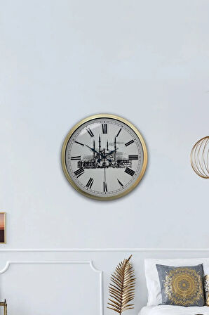 Hediyelik 40 Cm Eskitme Metal Cami Duvar Saati