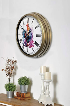 Hediyelik 40 Cm Eskitme Metal Horoz Duvar Saati